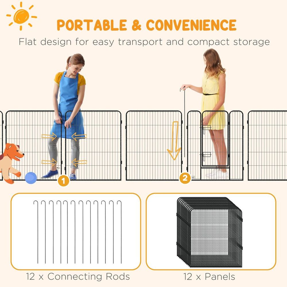Durable 12-Panel Puppy Play Pen for Indoor/Outdoor Pet Exercise