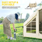 Inflatable Camping Tent with Pump, 2-4 Person Glamping Tent