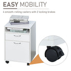 60cm Storage Cabinet w/Drawer Open Shelf Metal Handles 4 Wheels Office Home Organiser Mobile Printer White