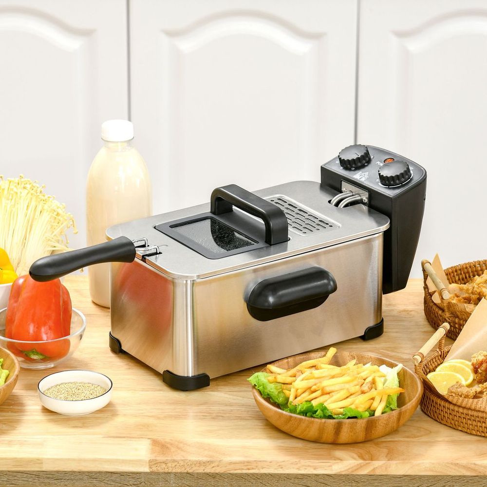3 Litre Deep Fat Fryer with Adjustable Temperature, 60min Timer, 2000W