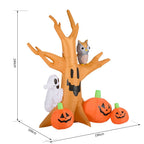 240cm Large Halloween Scary Lighting Inflatable Tree Ghost 3 Pumpkins Owl 4 LED