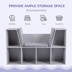 Kids Bookcase Shelf Storage Cabinet Unit, Living Room Sideboard w/Six Compartments for Toys, Books - Grey