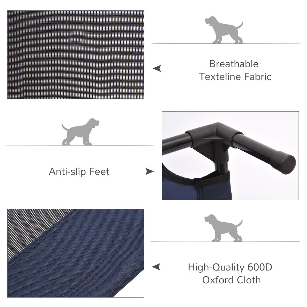 Dog Cat Puppy Pet Elevated Raised Cot Bed Portable Camping Basket - Blue (Medium)