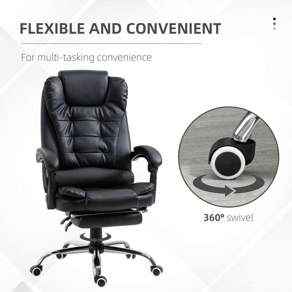 PU Leather High Back Office Chair - Ergonomic Swivel Computer Chair - Black