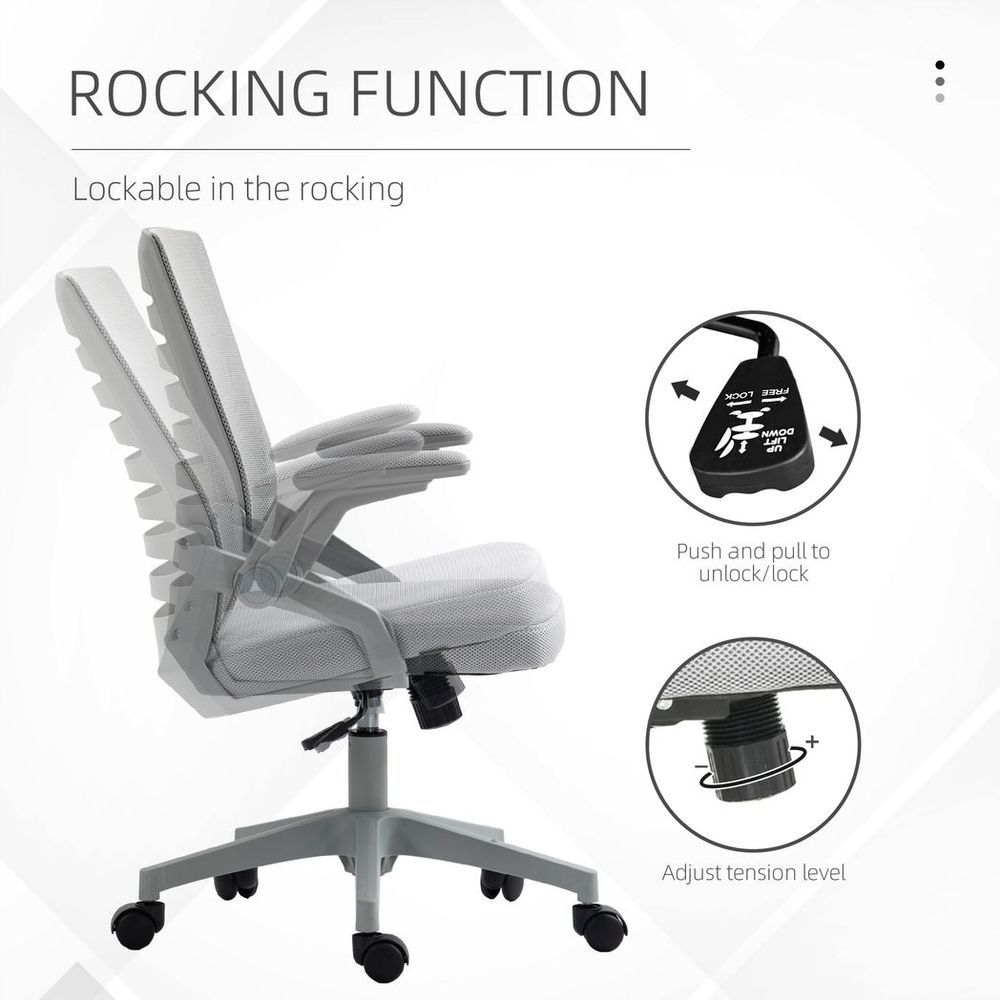 Mesh Office Chair Home Swivel Task Chair w/ Lumbar Support, Arm, Grey