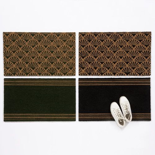 Astley Scallop Deco Latex Backed Coir 45x75cm Black Doormat