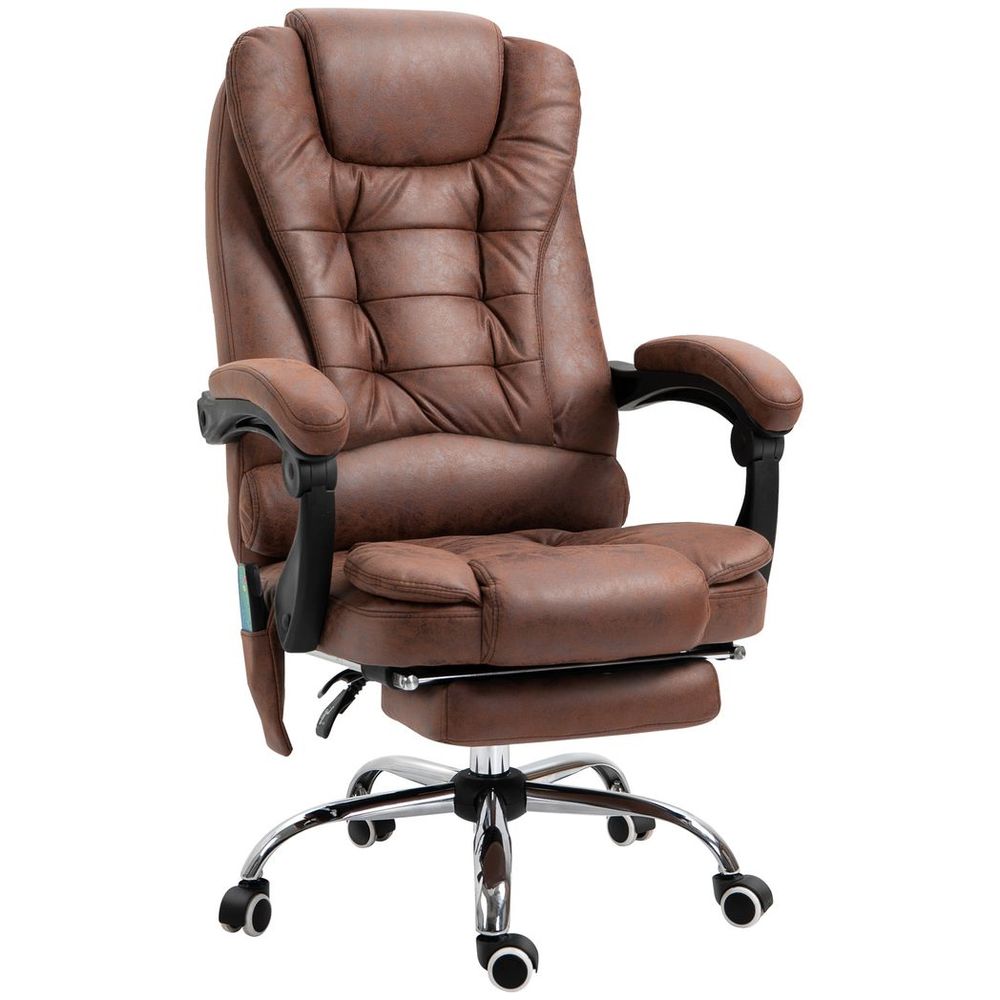 Relaxation Vintage Heated Massage Office Chair - 6 Vibration Points - Brown