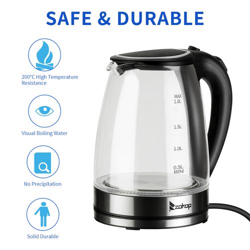 A 220V 2000W 1.8L Electric Glass Kettle UK Plug