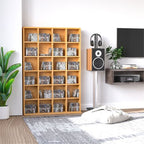 480 CD/ 312 DVD Storage Unit, Media Storage Shelf, Wooden Display Unit with Adjustable Shelves, 89 x 130.5 cm, Beech Wood Finish