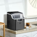 Ice Maker Machine - Compact, Fast, Adjustable Cube Size, Scoop - Black