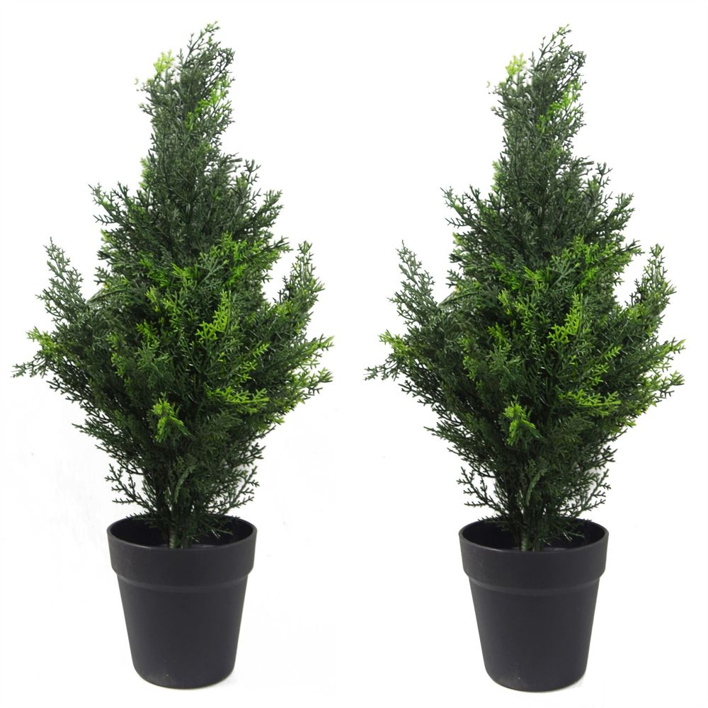 60cm UV Resistant Artificial Cedar Cypress Topiary - Pair