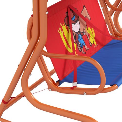 2 Seater Kids Swing Chair, Cowboy Themed with Adjustable Canopy
