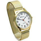 Mens Bold Number Gold Bracelet Watch - White Dial