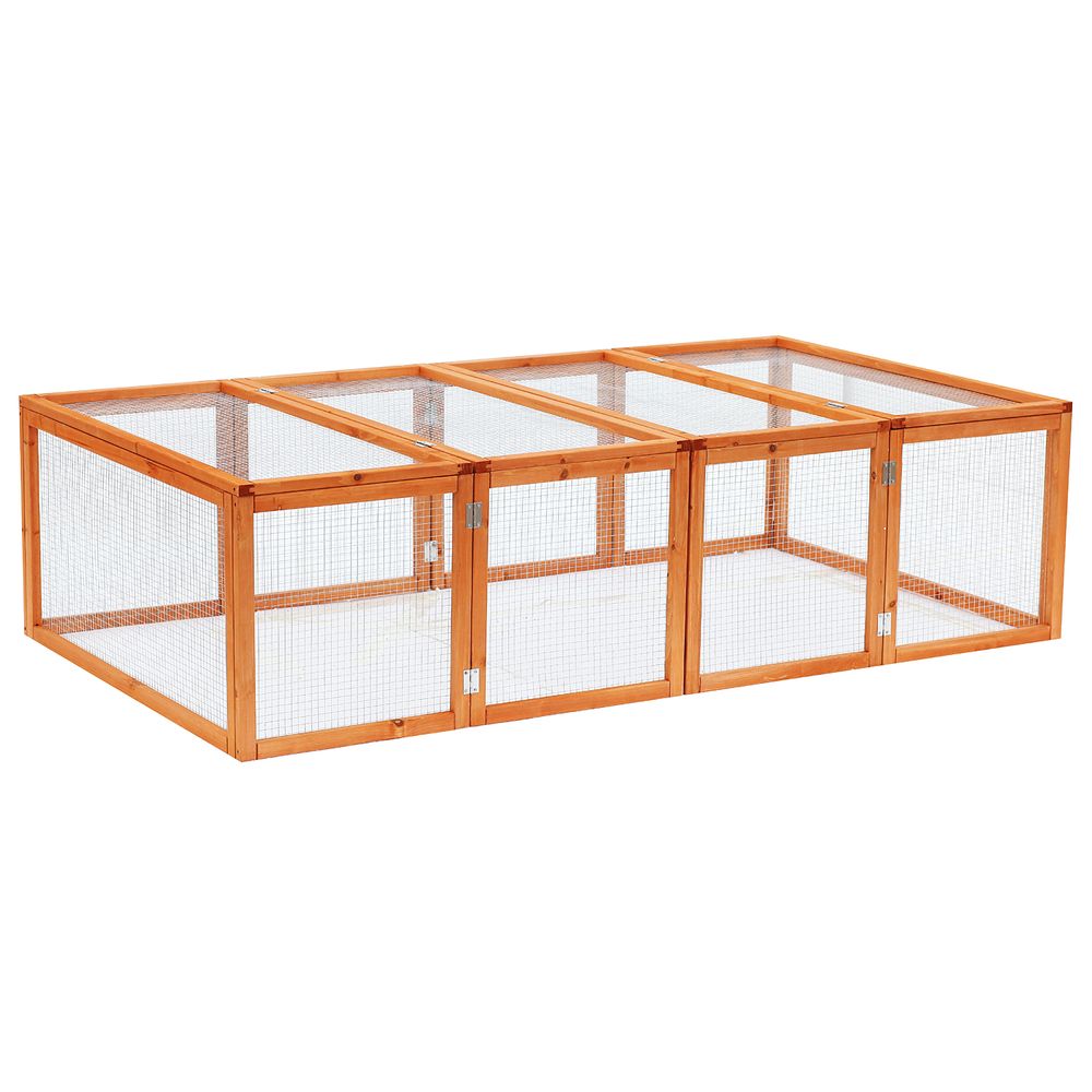 6ft Outdoor Wooden Rabbit Hutch Cage with Wire Mesh Safety Run and Play Space