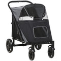 Foldable Dog Carriage w/ Universal Wheels - Black