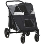 Foldable Dog Carriage w/ Universal Wheels - Black