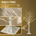 5ft Artificial White Birch Tree Light 96 Warm White Pre-Lit LED Light