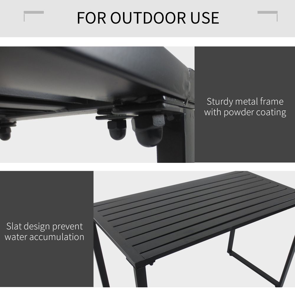 3-Pc Metal Table & Bench Set - Black - Transform Your Garden Instantly