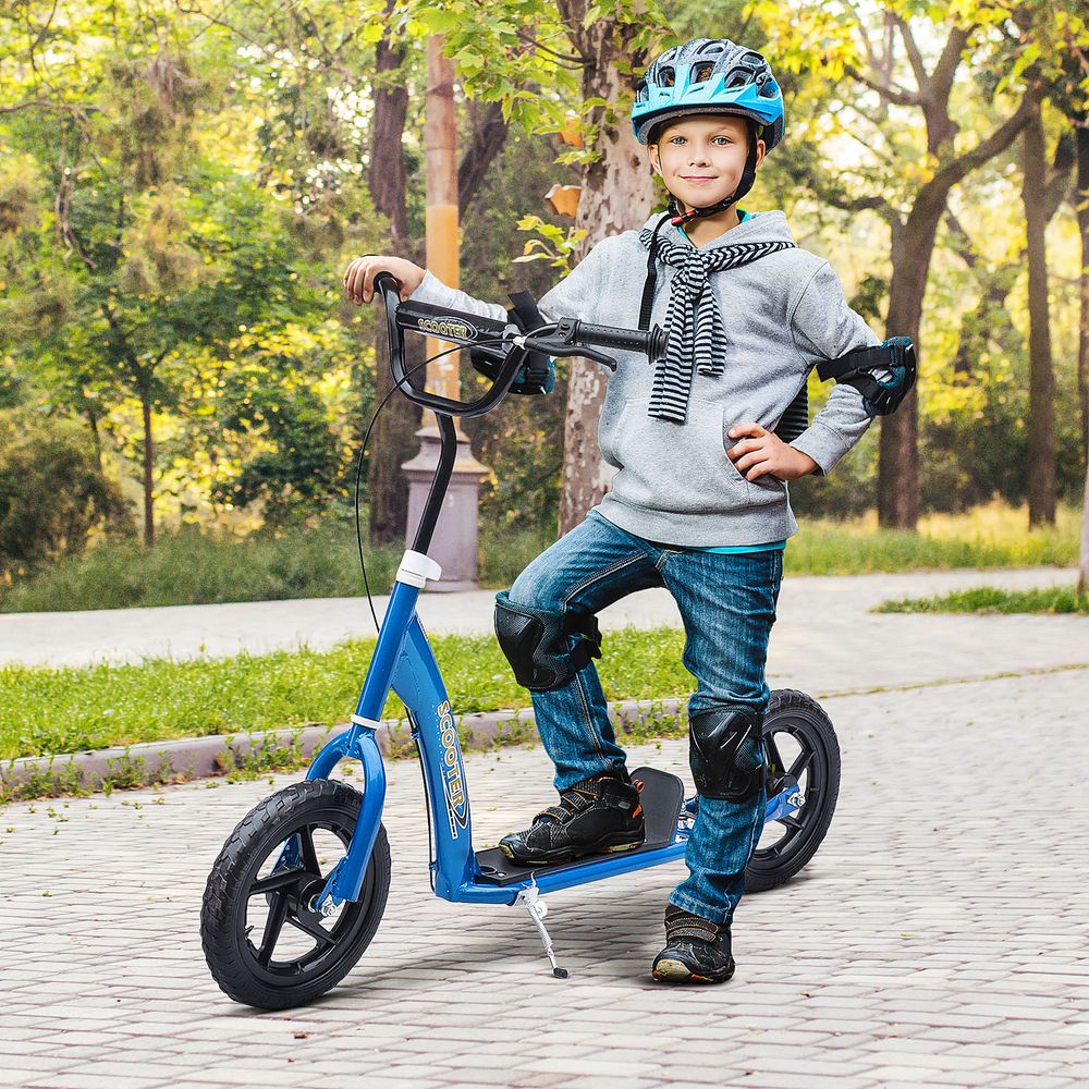 Teen Push Scooter Kids Children Stunt Scooter Bike Bicycle Ride On 12" EVA Tyres (Blue)
