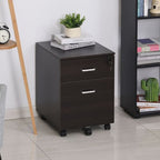 2-Drawer Locking Office Filing Cabinet w/ 5 Wheels Rolling Storage Hanging Legal Letter Files Cupboard Home Organisation Black Wood Grain