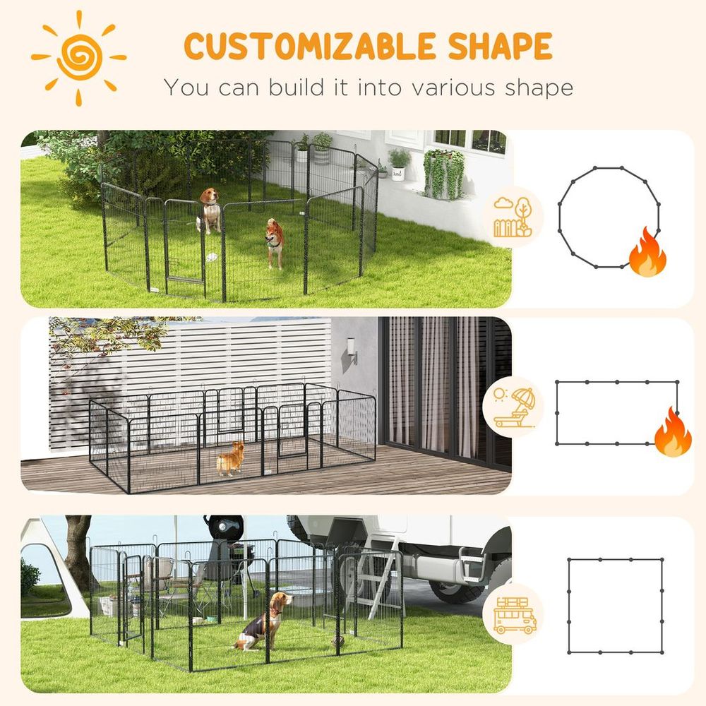 Durable 12-Panel Puppy Play Pen for Indoor/Outdoor Pet Exercise