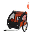 18m 2-Seat Child Bike Trailer for Kid w/ Steel Frame Seat Belt Orange