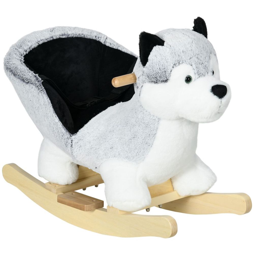 Husky-Shaped Baby Rocking Horse with Seatbelt, for Ages 18-36 Months