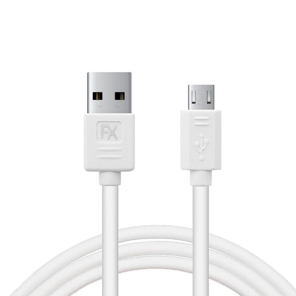 FX USB Data Cable - Fast Charge & Sync - Micro USB - White - Compatible with mobile phone, HTC, Motorola