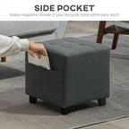 Small Footstool Square Ottoman with Padded Seat for Living Room Grey