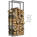 100-150cm Retractable Metal Firewood Log Holder Rack with Hooks
