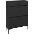 3-Drawer Shoe Cabinet with Adjustable Shelf for 12 Pairs of Shoes, Narrow Shoe Storage Cabinet with 2 Flip Doors for Hallway, Entryway, Black