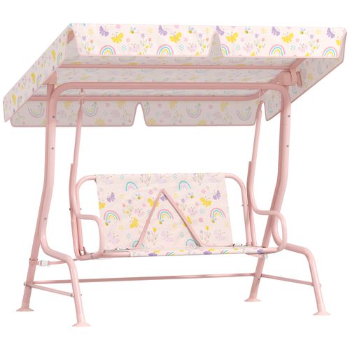 Kids Garden Swing Chair, Swing Seat with Adjustable Canopy, Pink