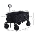 Outdoor Pull Along Garden Trolley on Wheels Folding Beach Cart Black