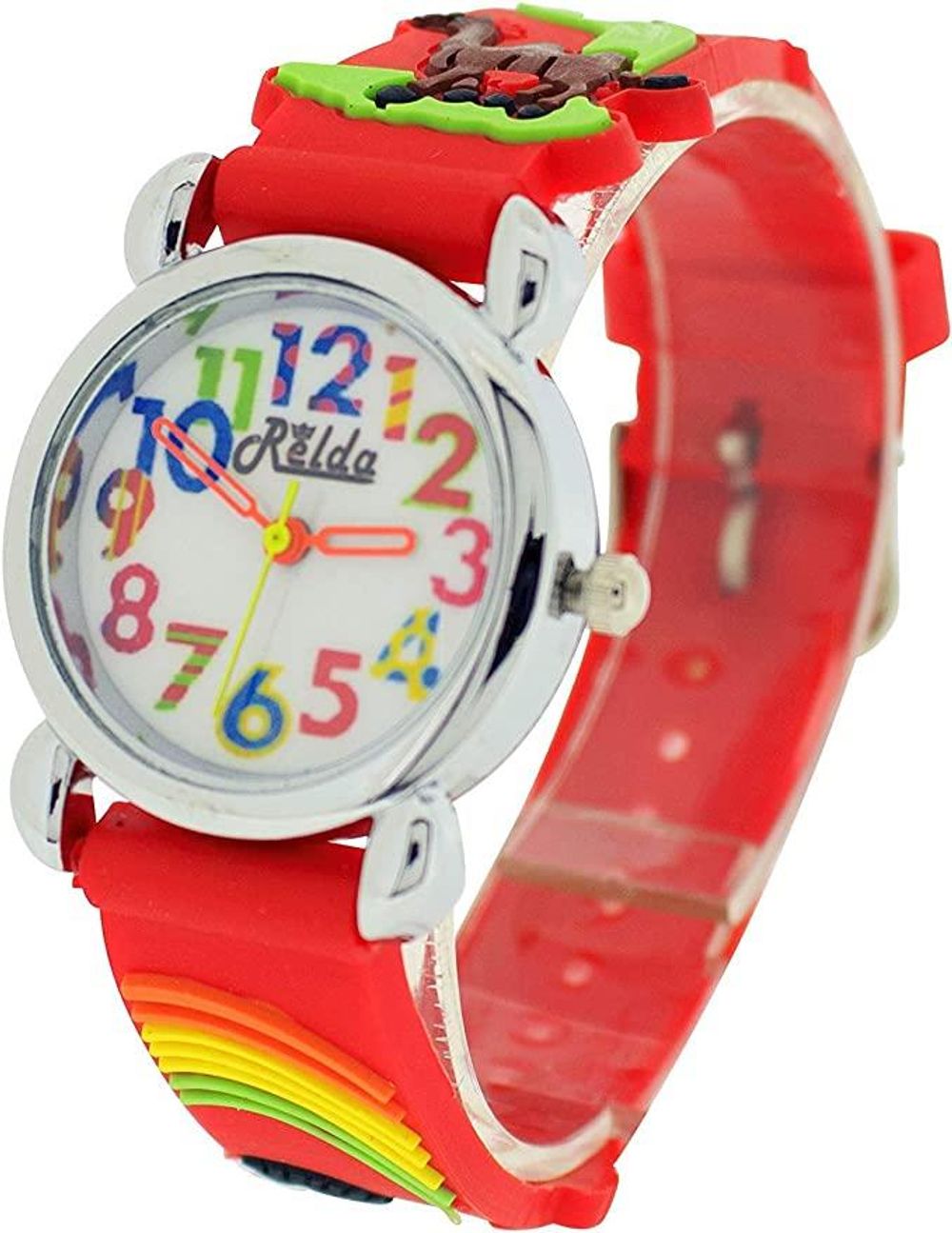 Children's Analog 3D Zoo Animals Red Silicone Girl's Watch