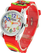 Children's Analog 3D Zoo Animals Red Silicone Girl's Watch