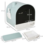 Cat Litter Box Kitten Litter Tray w/Hood, Scoop, Filter, Flap Door, 43 x 44 x 47cm - Green