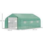 15x10ft Walk-in Greenhouse: Strong PE Cover, Zip Door, 6 Windows, Ideal for Year-Round Gardening