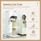 2 Tier Cat Resting Tree - Top Basket Cushion, Sisal Post - Cream White