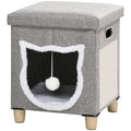 Deluxe 2-in-1 Cat Bed Ottoman w/ Cushion, Scratching Pad, Handles - Cat and Human Comfort!