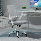 Office Chair, Ergonomic Desk Chair, Executive Computer Chair with 90° Flip-up Armrest and Lumbar Support, Adjustable Height for Home/Office, Grey