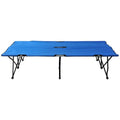 Double Camping Folding Cot Outdoor Portable Sunbed w/ Carry Bag, Blue