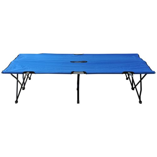 Double Camping Folding Cot Outdoor Portable Sunbed w/ Carry Bag, Blue