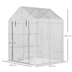 Greenhouse for Outdoor, Gardening 2 Tier Shelf, PE Cover, 143x143x195cm, Green