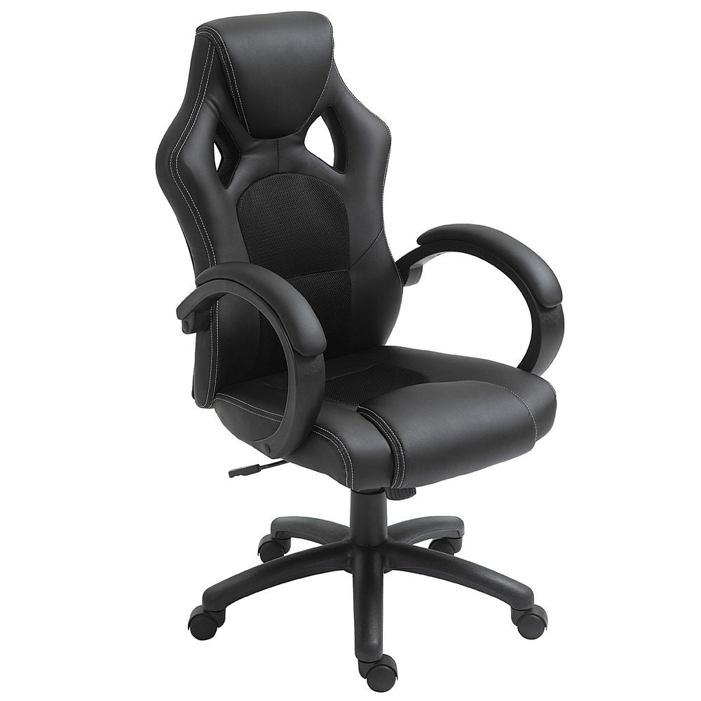 Swivel Gaming Chair - Adjustable Height, 360° Swivel, PU Leather - Black