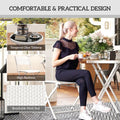 3 Pieces Outdoor Bistro Set, Glass Top Table and Chairs, White