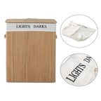 Bamboo Laundry Basket Collapsible Washing Bin Storage Box W/Lid