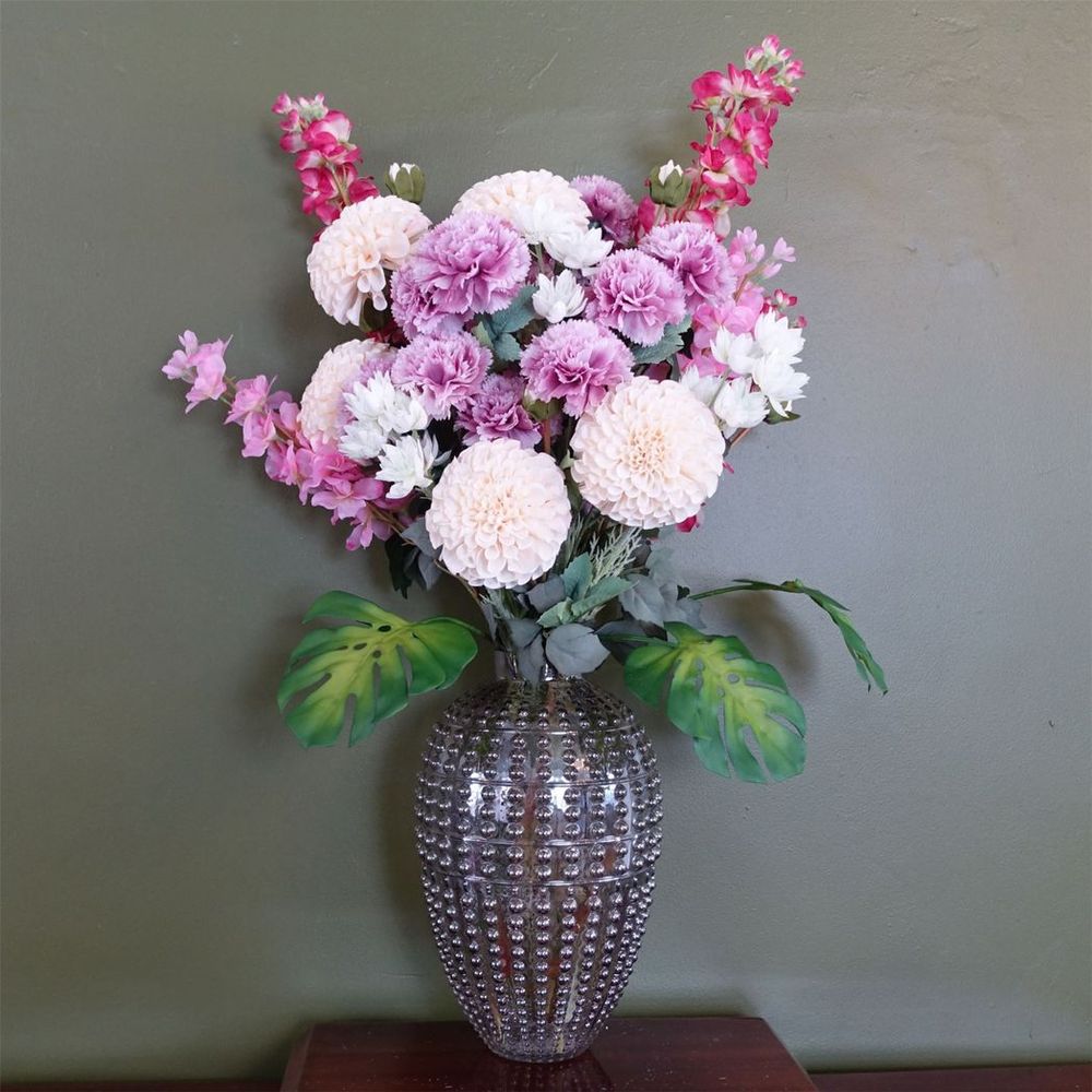35cm Smoke Grey Bubble Vase - Exquisite Handcrafted Glass - for Real & Artificial Flowers