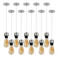 10 Pack Industrial Chrome Pendant Light, Lampshade Addable E27 Lamp Holder Light