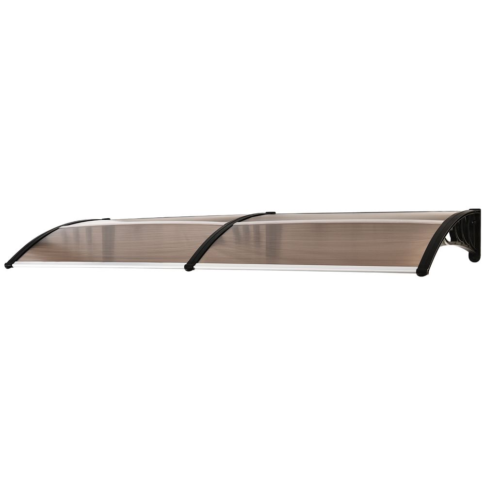 Clear Polycarbonate Curved Awning - 80x195x23cm - Black