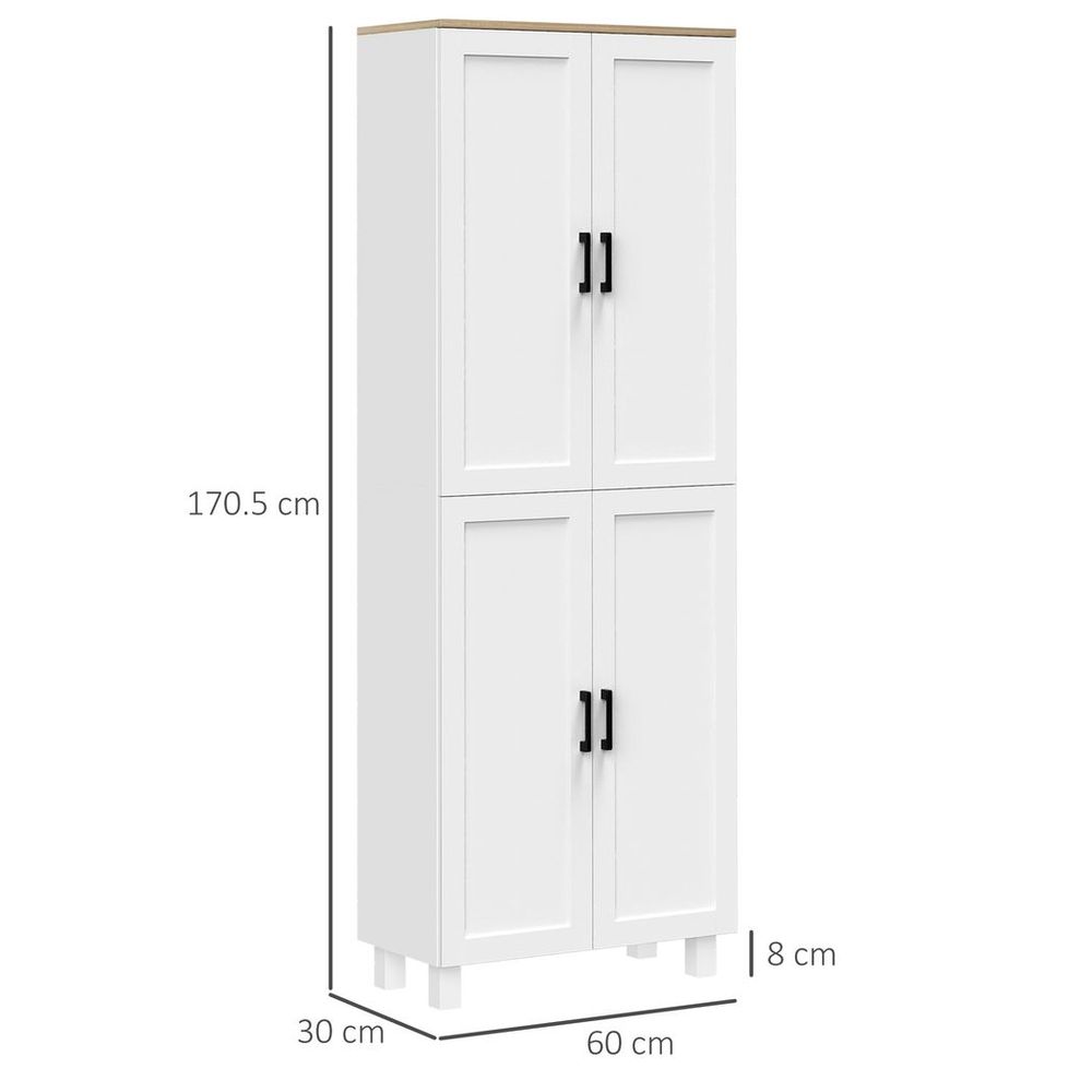 Modern Kitchen Cupboard Storage Cabinet with 4 Shelves, White